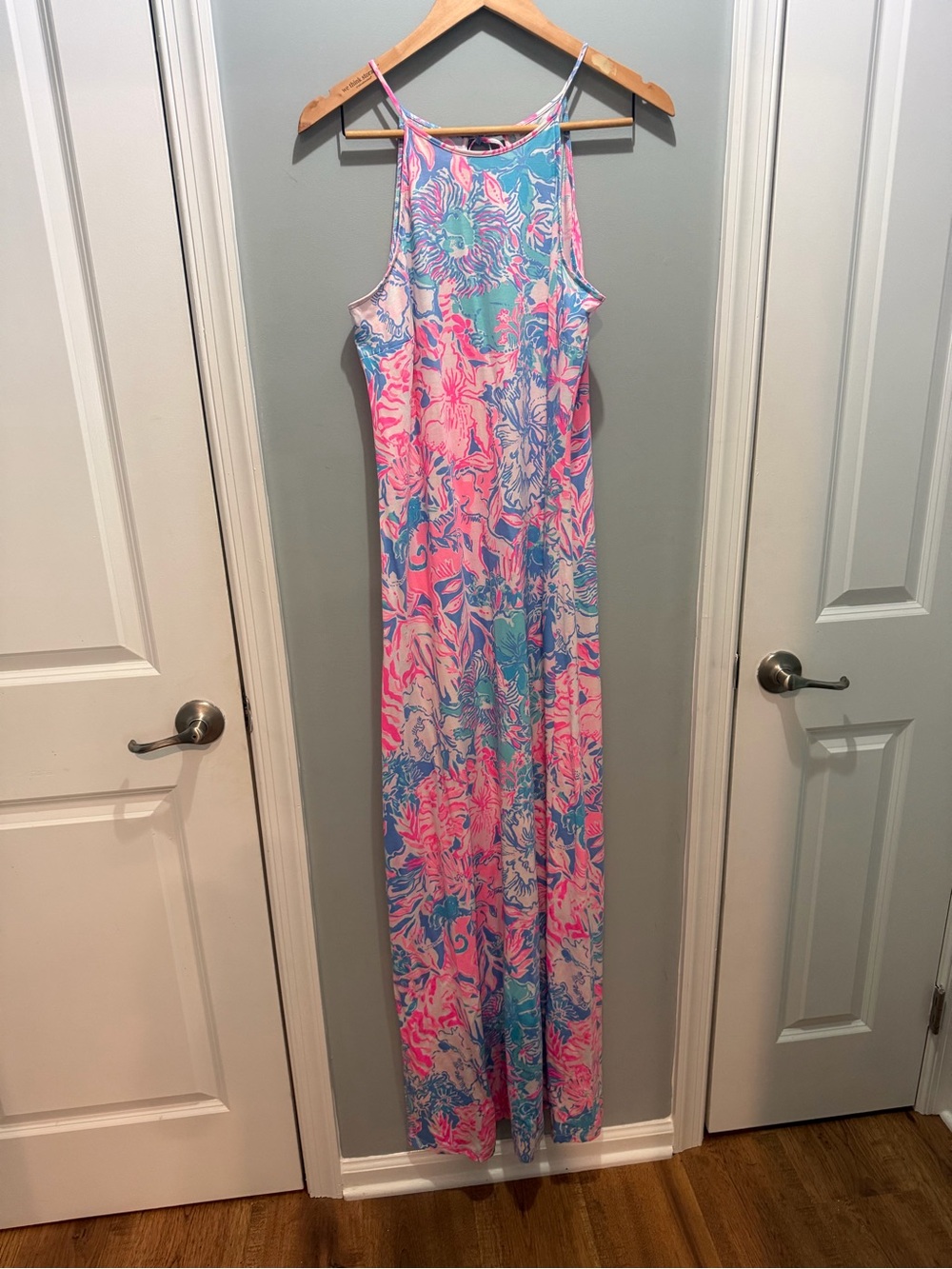Lilly Pulitzer Margo Maxi Worn Once Pink, Blue & Mint Floral Maxi Dress